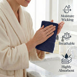 Lodi Cotton 12-Piece Washcloth Set – Mid-Weight Face Towels Solid with Woven Border