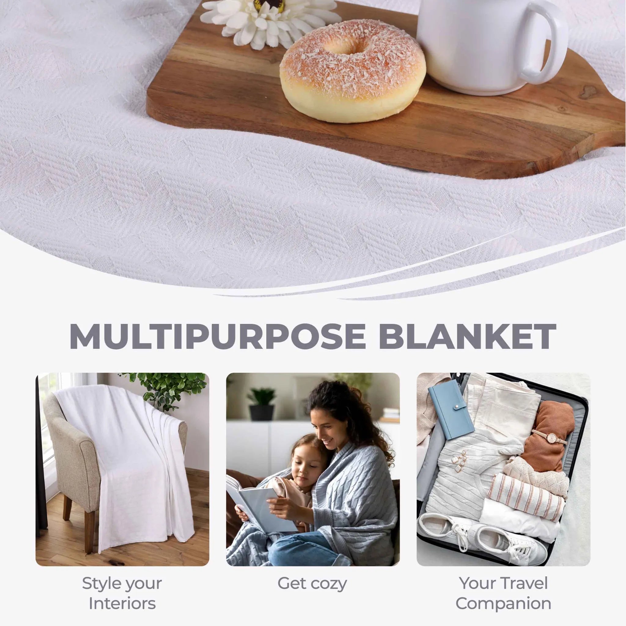Basketweave Classic Farmhouse All-Season Cotton Blanket - Blanket by Superior Brand