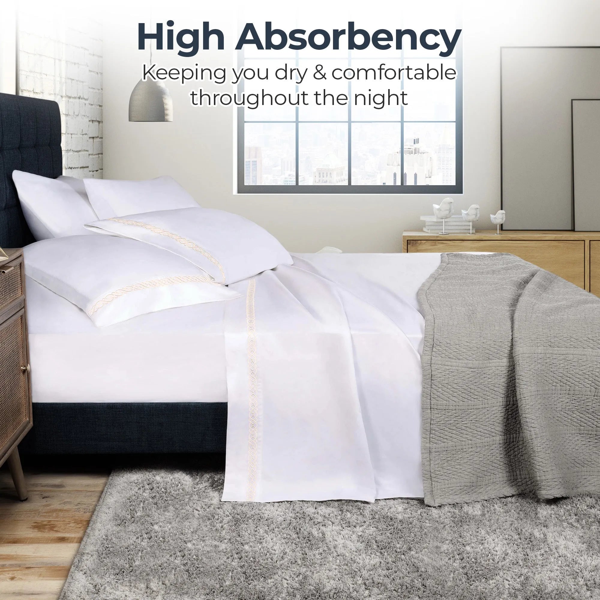 Egyptian Cotton 1000 Thread Count Embroidered Bed Sheet Set - Egyptian Cotton Sheet Set by Superior