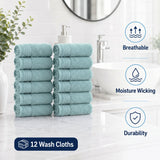 Solid Jacquard Cotton Face Towel Set - 12 Piece