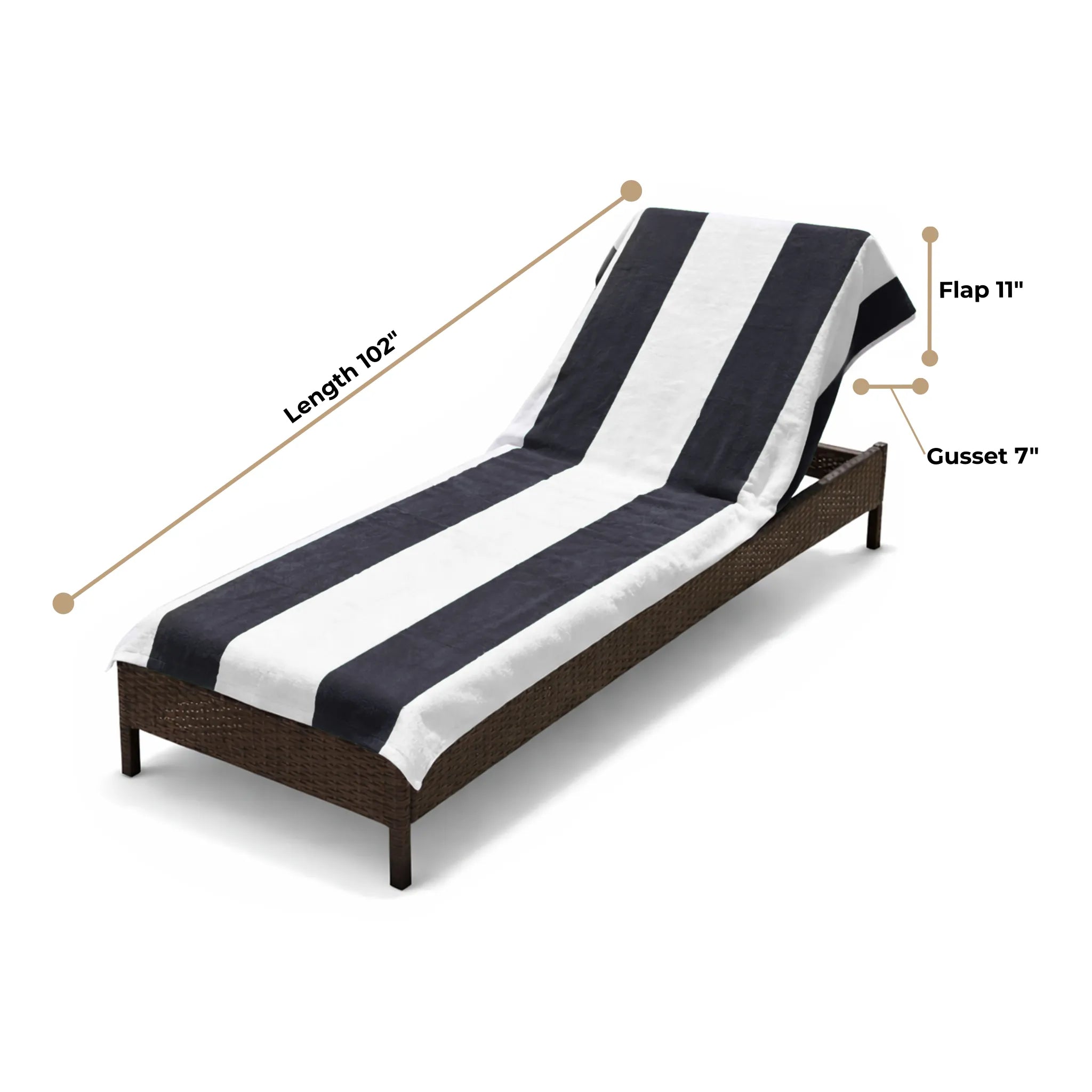 Superior Cabana Striped Cotton Chaise Lounge Chair Cover Set