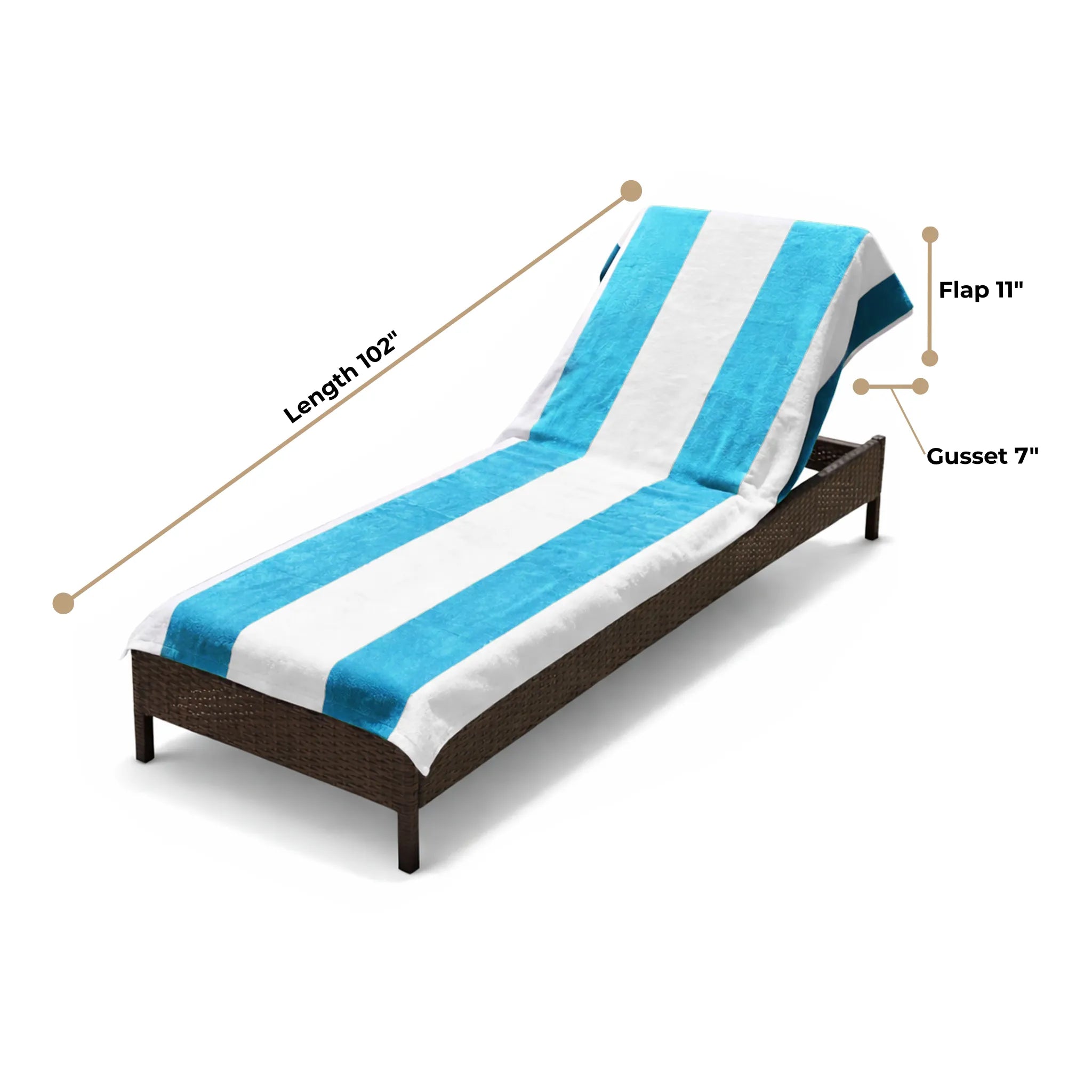 Superior Cabana Striped Cotton Chaise Lounge Chair Cover Set