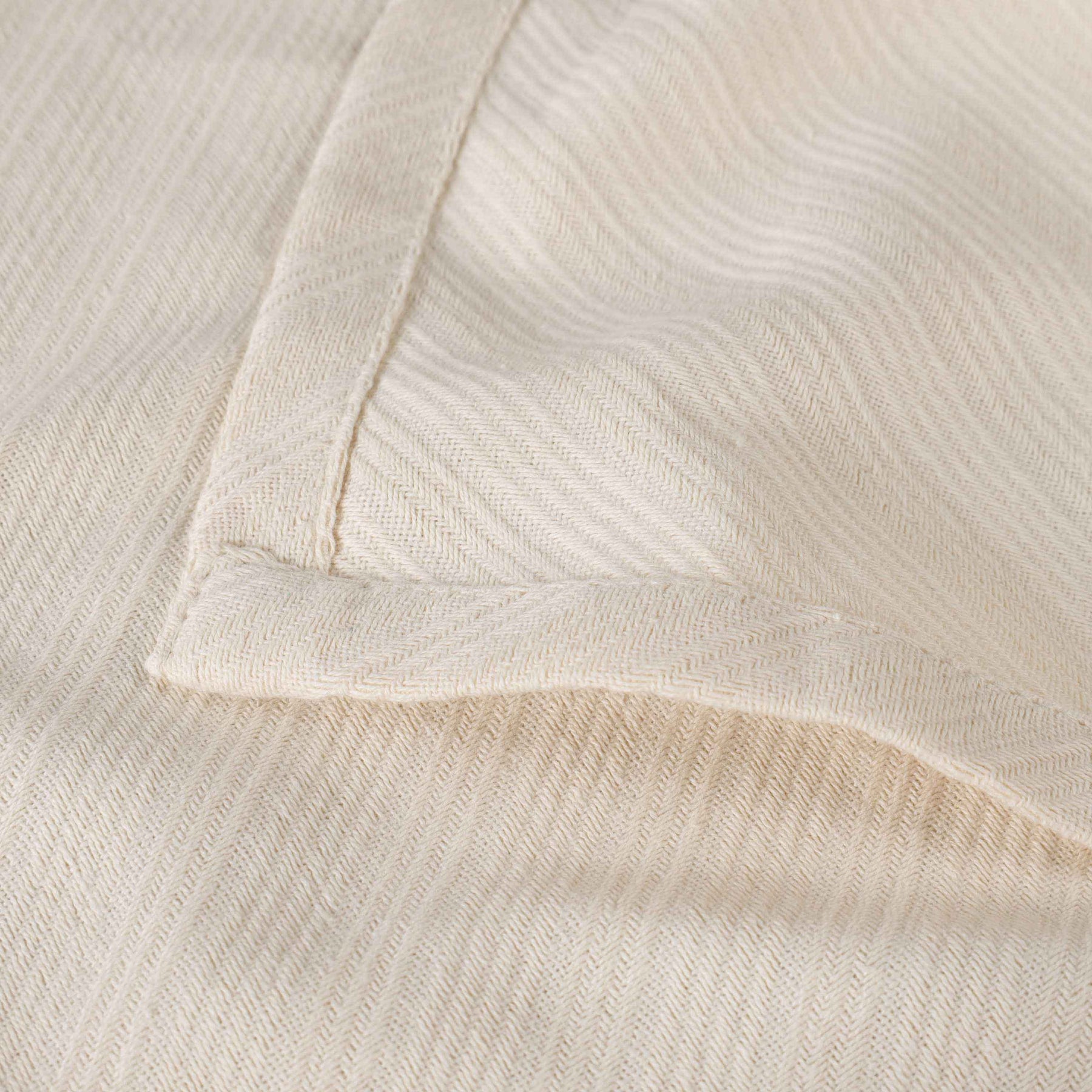 Milan Cotton Textured Jacquard Striped Lightweight Woven Blanket - Ivory