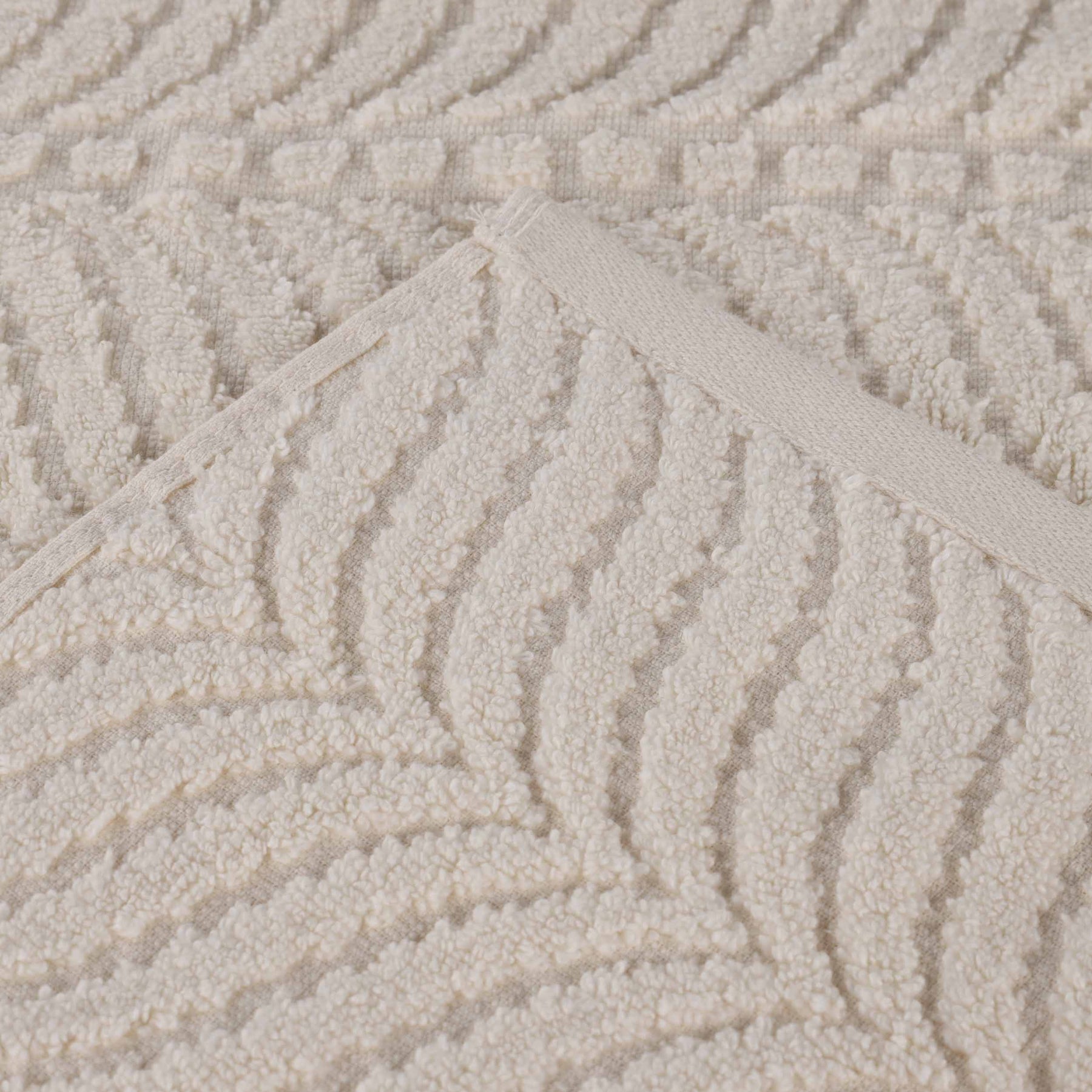 Chevron Zero Twist Cotton Solid and Jacquard Bath Sheet - Ivory