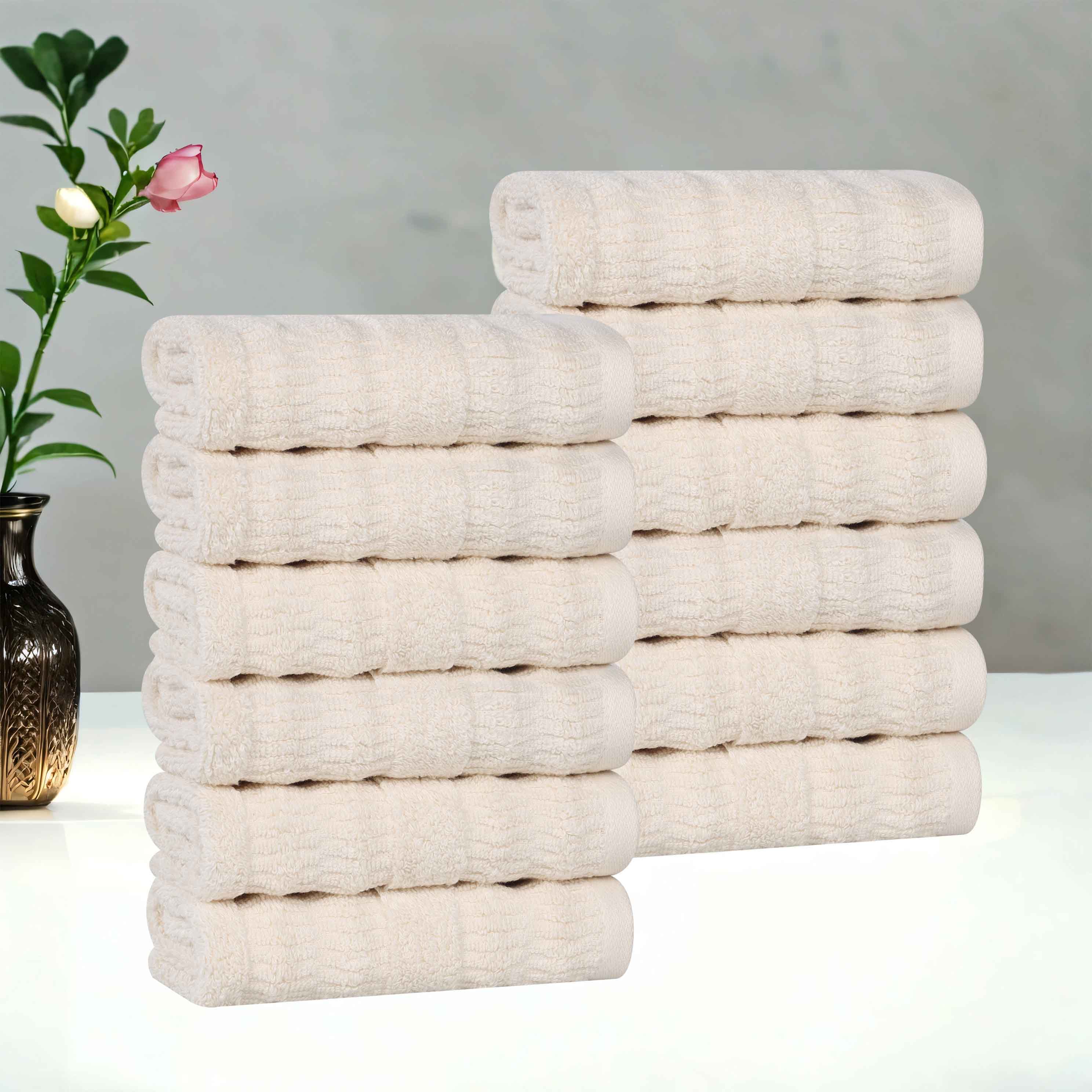 Mika Smart Twist Viscose Cotton Blend Face Towels Washcloths Set of 12 - Face Towel by Superior Brand