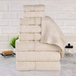 Chevron Zero Twist Solid and Jacquard Cotton 9 Piece Towel Set - Towel Set by Superior