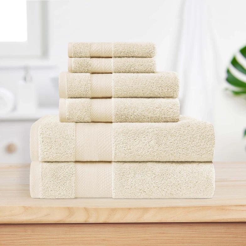 Turkish Cotton Highly Absorbent Solid 6 Piece Towel Set - Towel Set by Superior Brand