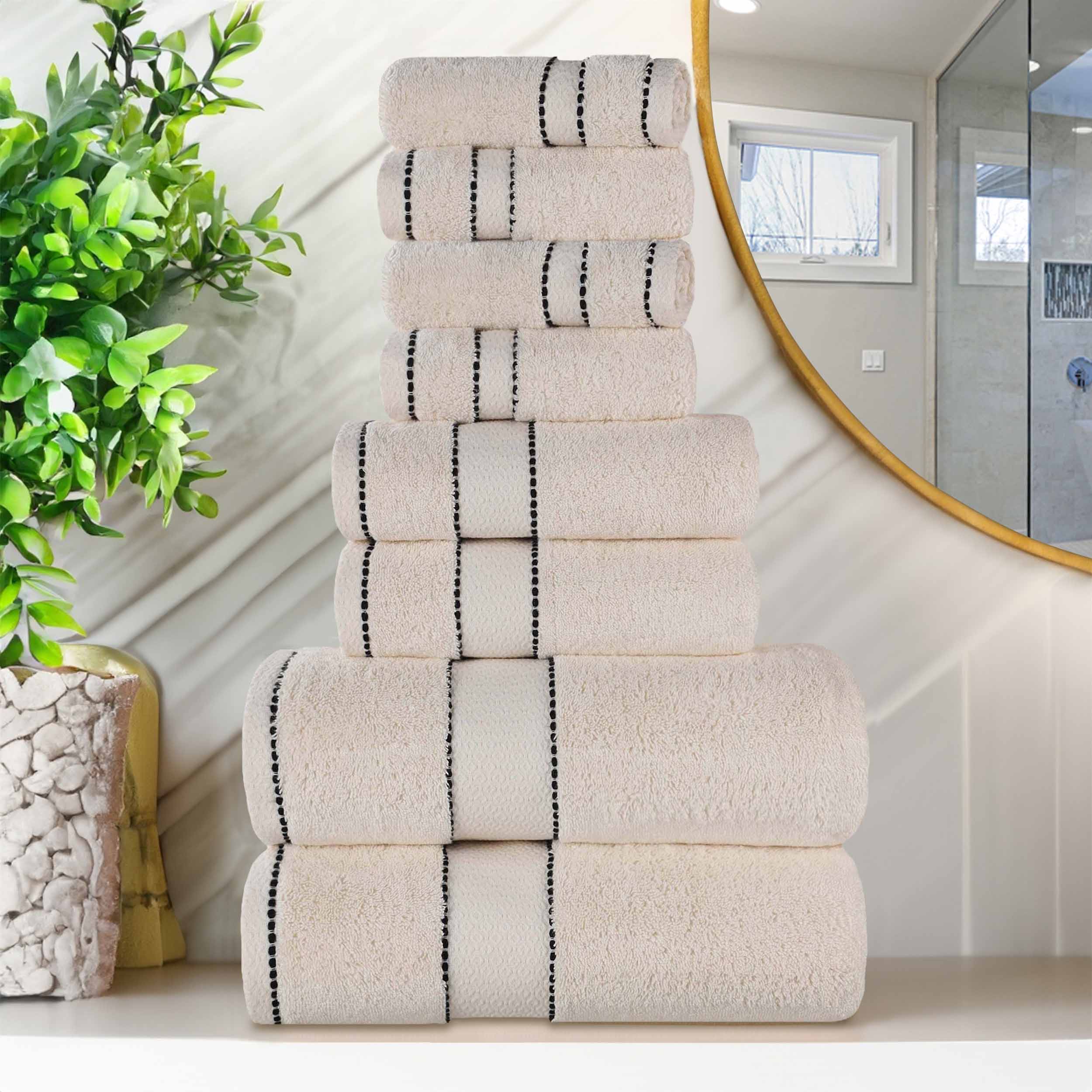 Egyptian Giza Cotton Plush Soft Towel Set 8 Piece - Egyptian Cotton Towel Set by Superior Brand