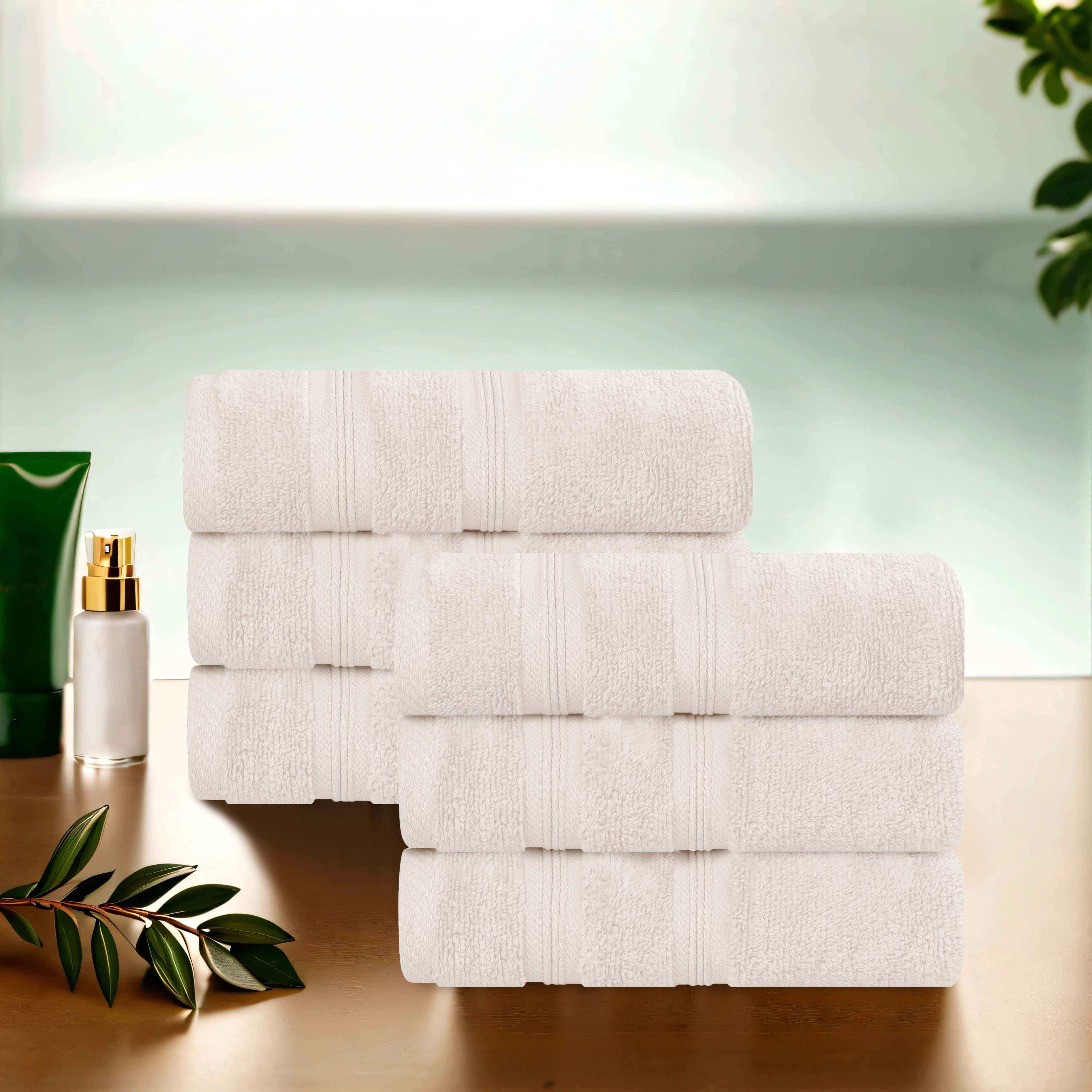 Smart Dry Zero Twist Cotton Medium Weight Hand Towels, Set of 6 - Hand Towel Set by Superior Brand