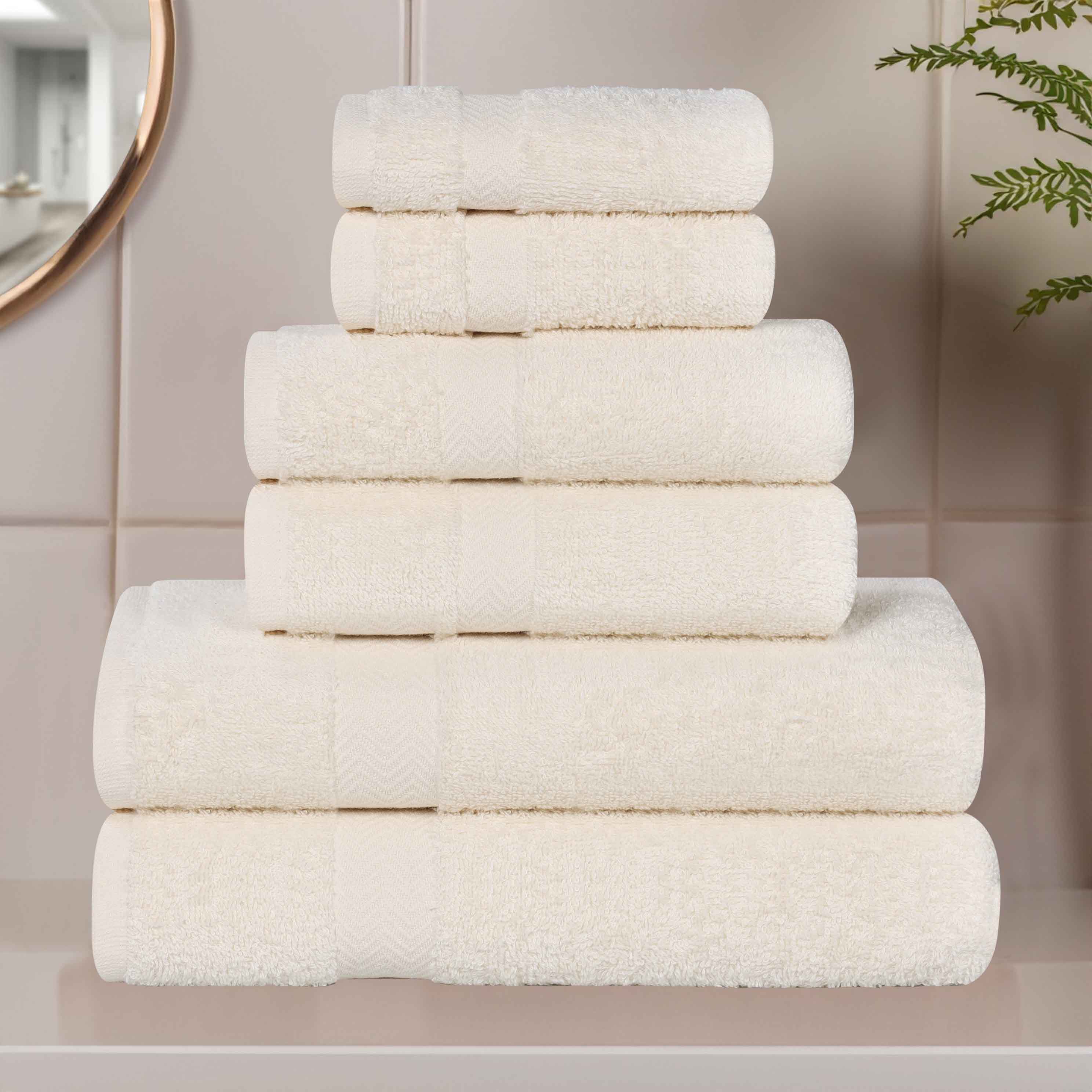 6 Piece Cotton Eco-Friendly Soft Absorbent Towel Set - Towel Set by Superior Brand