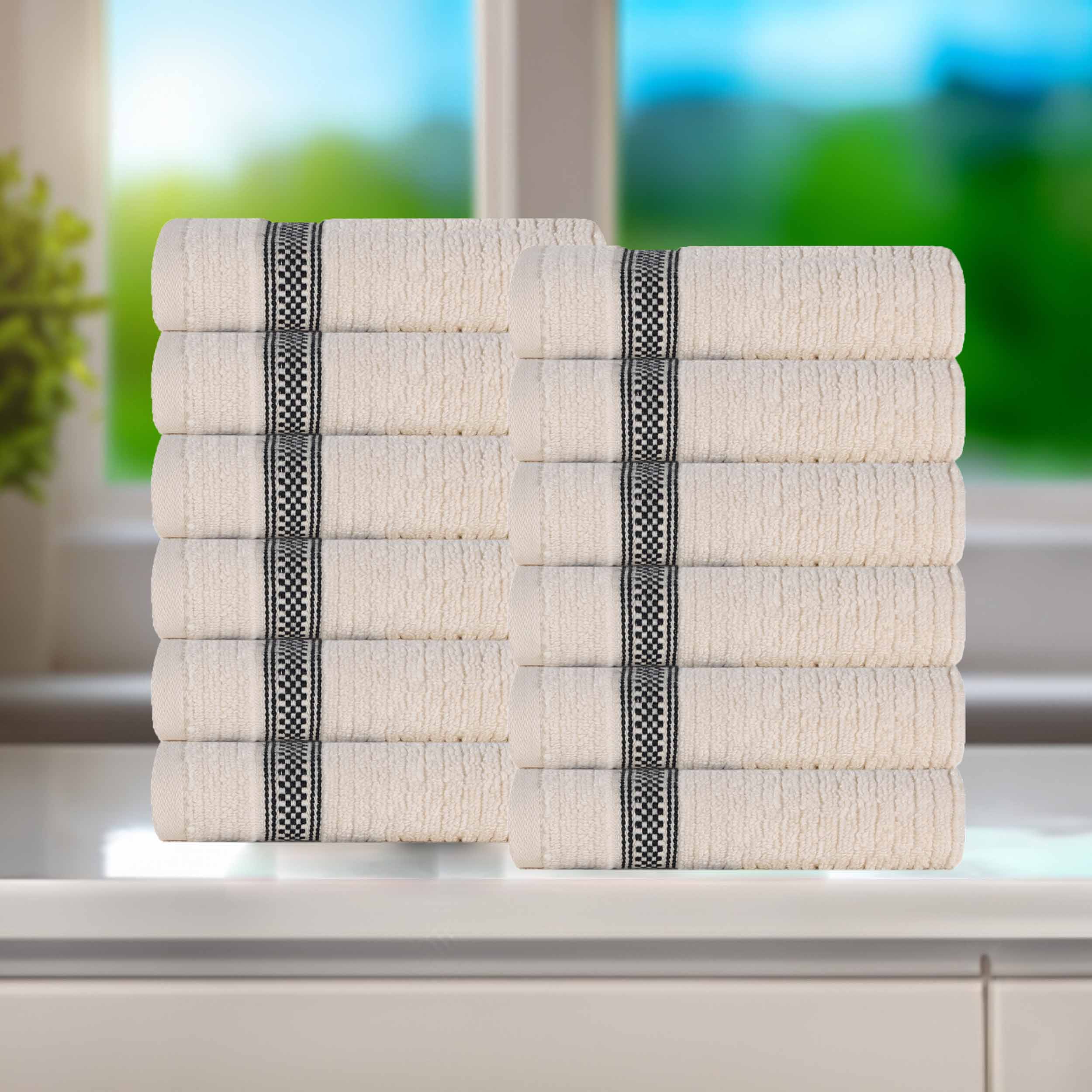 Brea Zero-Twist Cotton Ribbed Face Towel Set 12 Piece - Face Towel by Superior Brand