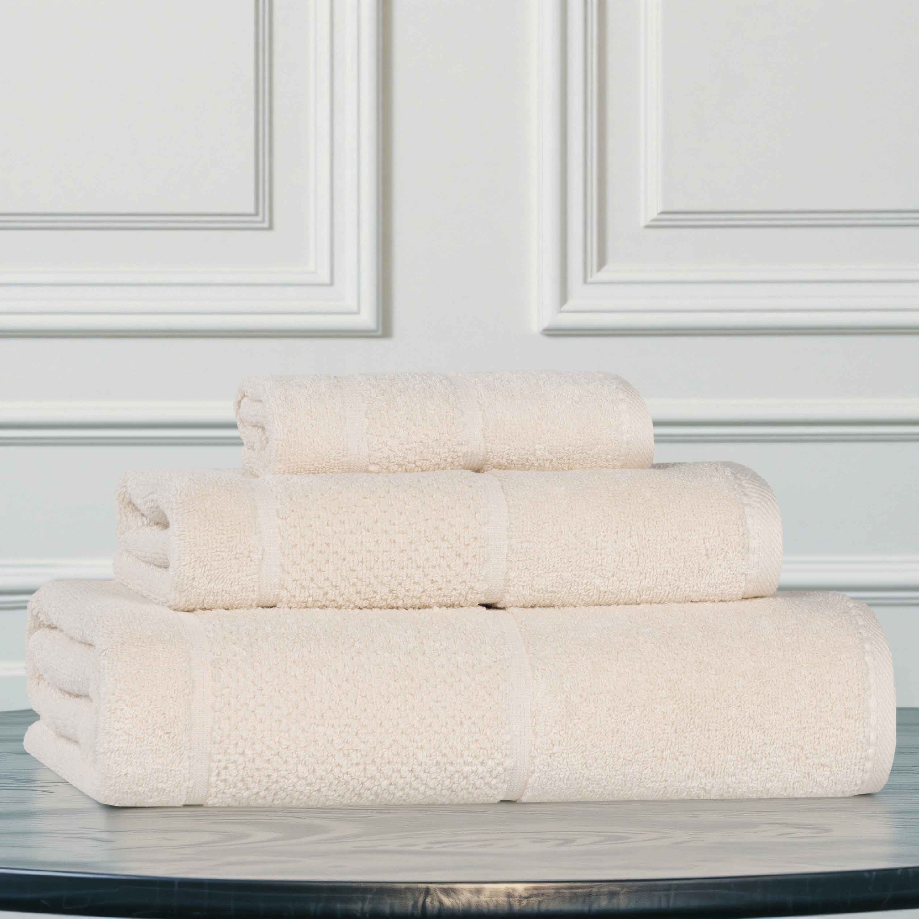 Mile Smart Twist Viscose Cotton Blend Solid 3 Piece Towel Set - Towel Set by Superior Brand