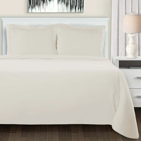 Cotton Flannel Solid Duvet Cover Set with Button Closure - Ivory