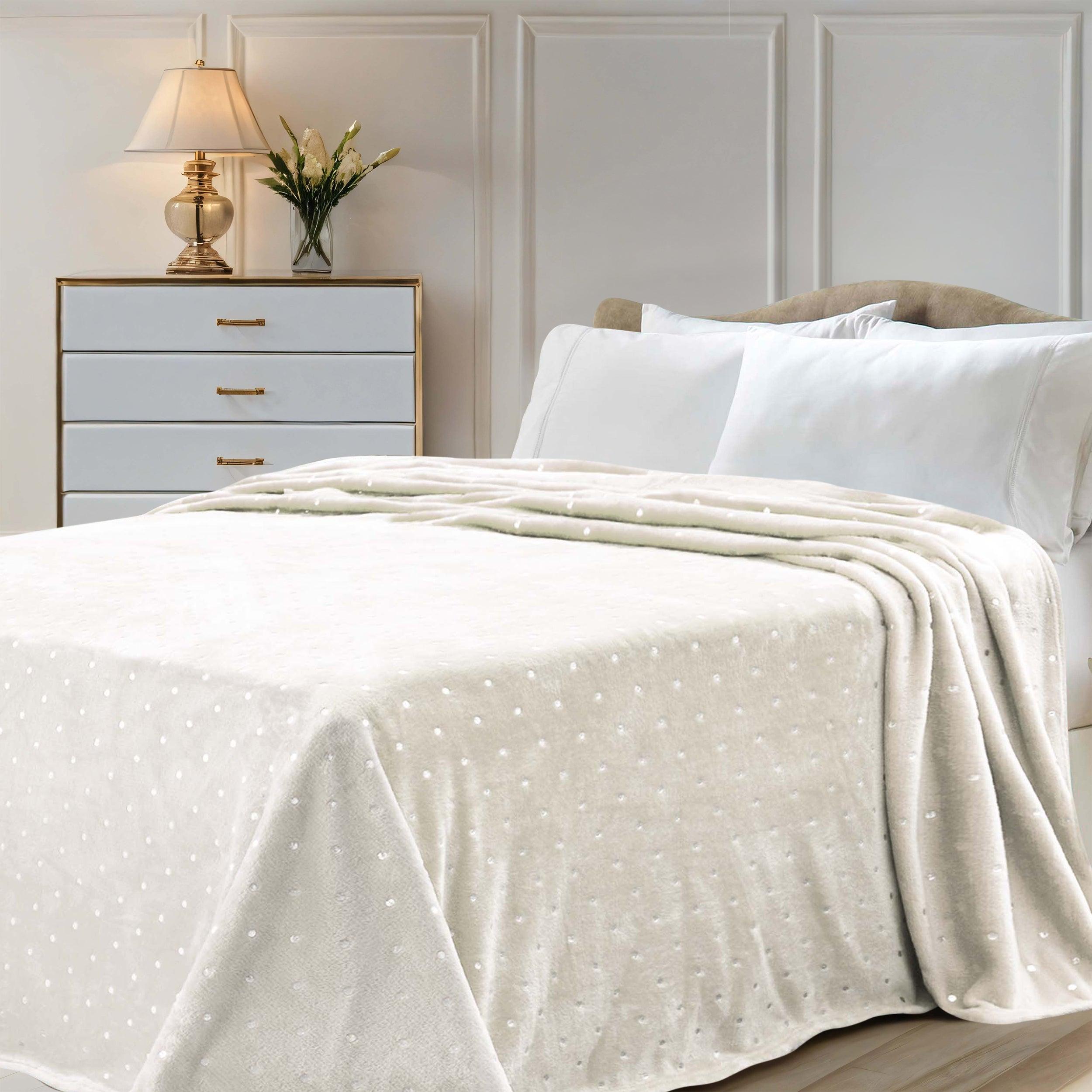 Fleece Plush Medium Weight Fluffy Soft Decorative Polka Dot Blanket - Blanket by Superior Brand