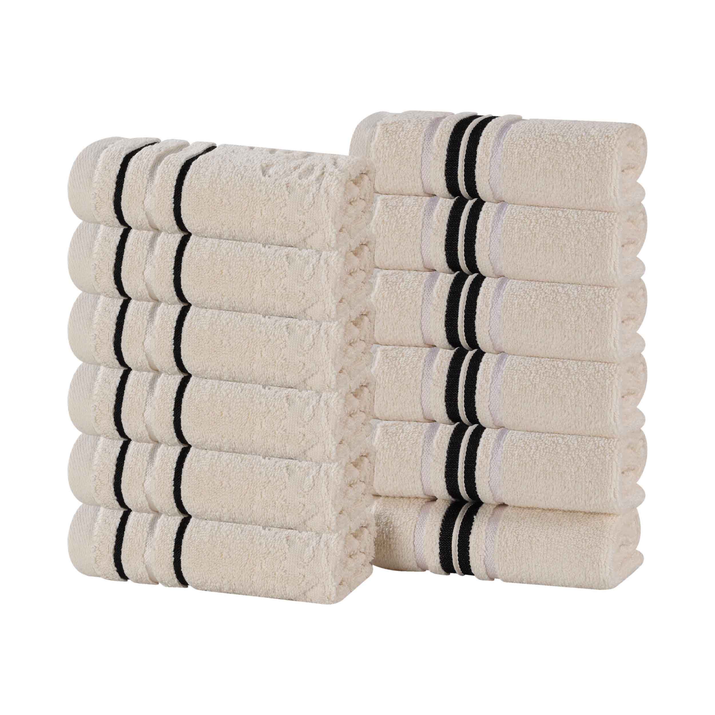 Sadie Zero Twist Cotton Solid and Jacquard Floral Face Towel Set of 12 - Face Towel by Superior Brand