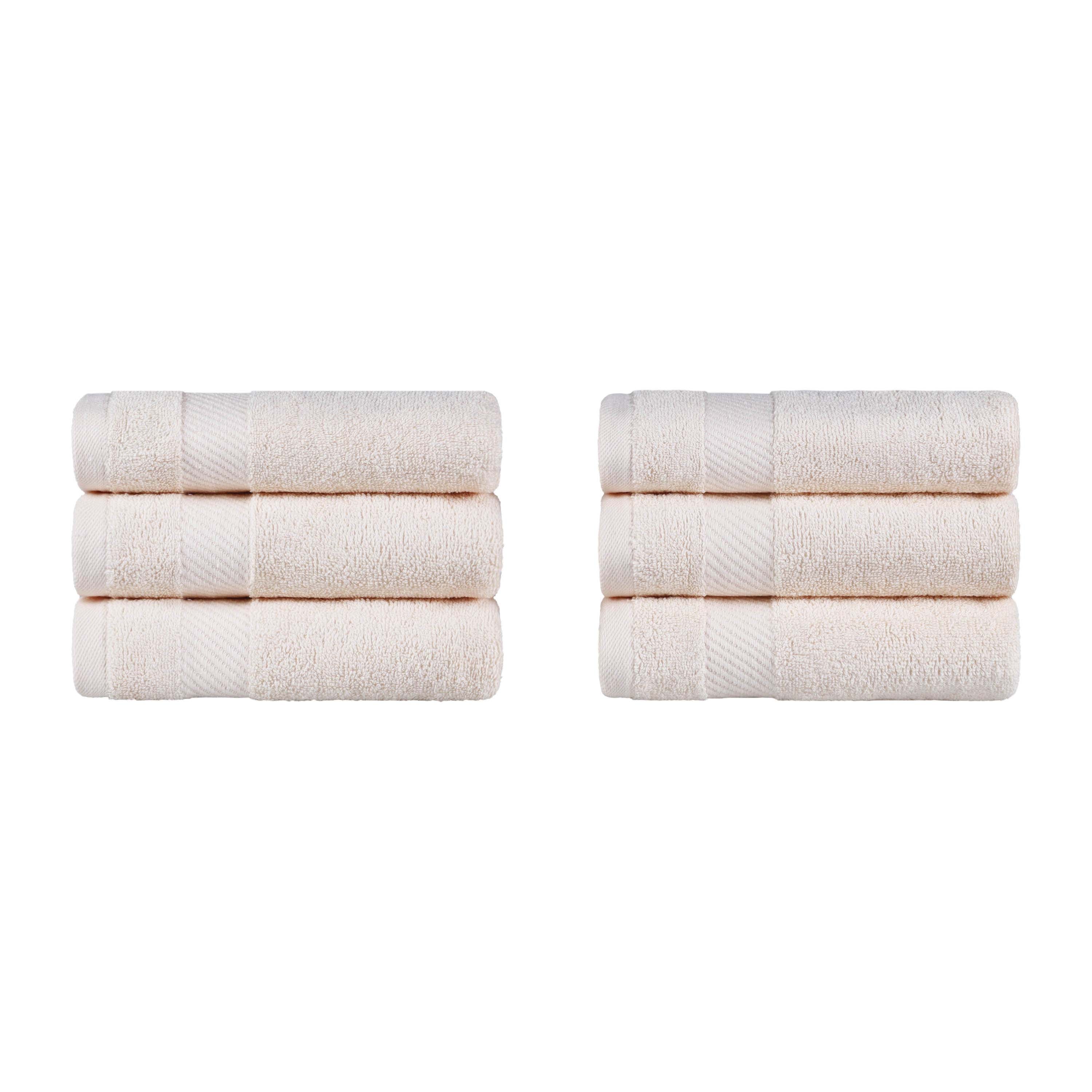 Egyptian Cotton Dobby Border Medium Weight 6 Piece Hand Towel Set - Egyptian Cotton Hand Towel by Superior