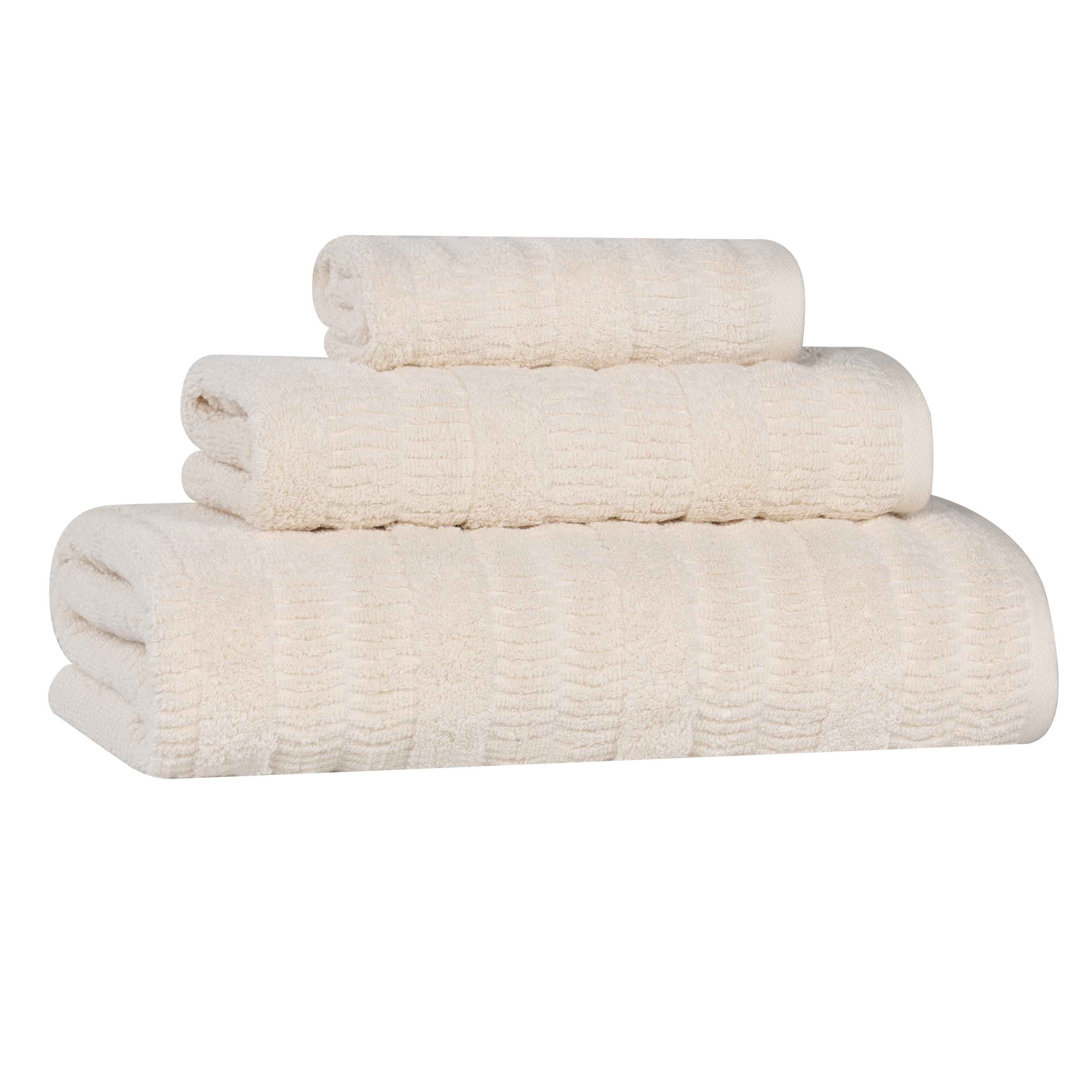 Mika Smart Twist Viscose Cotton Blend Textured Ribbed 3 Piece Set - Towel Set by Superior Brand