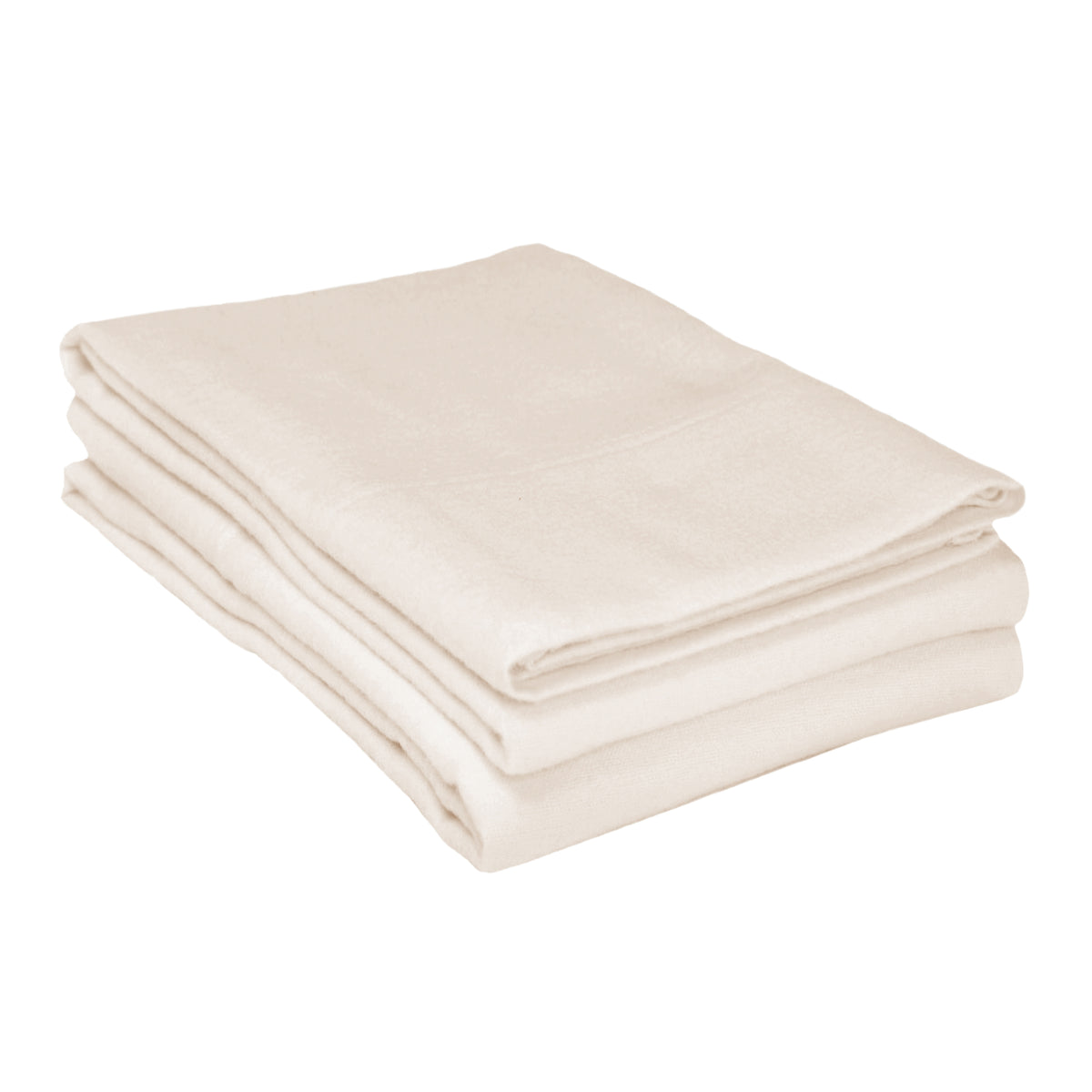 Solid Flannel Cotton Soft Fuzzy Pillowcases, Set of 2 - Ivory