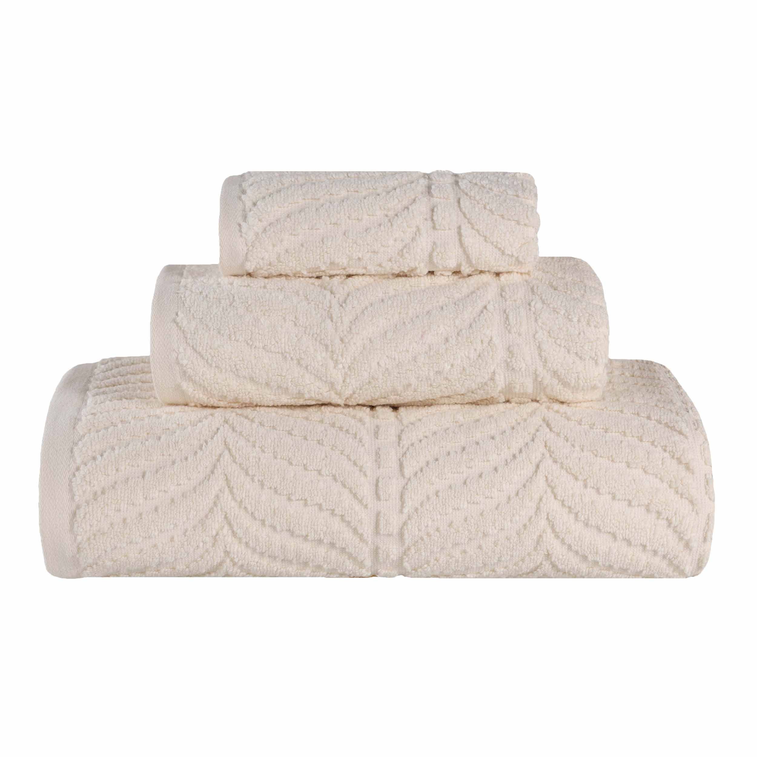 Chevron Zero Twist Jaquard Cotton 3 Piece Bathroom Towel Set - Towel Set by Superior Brand