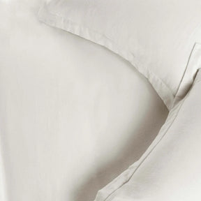 Cotton Flannel Solid Duvet Cover Set with Button Closure - Ivory