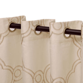 Embroidered Moroccan Sheer Grommet Curtain Panel Set - Ivory