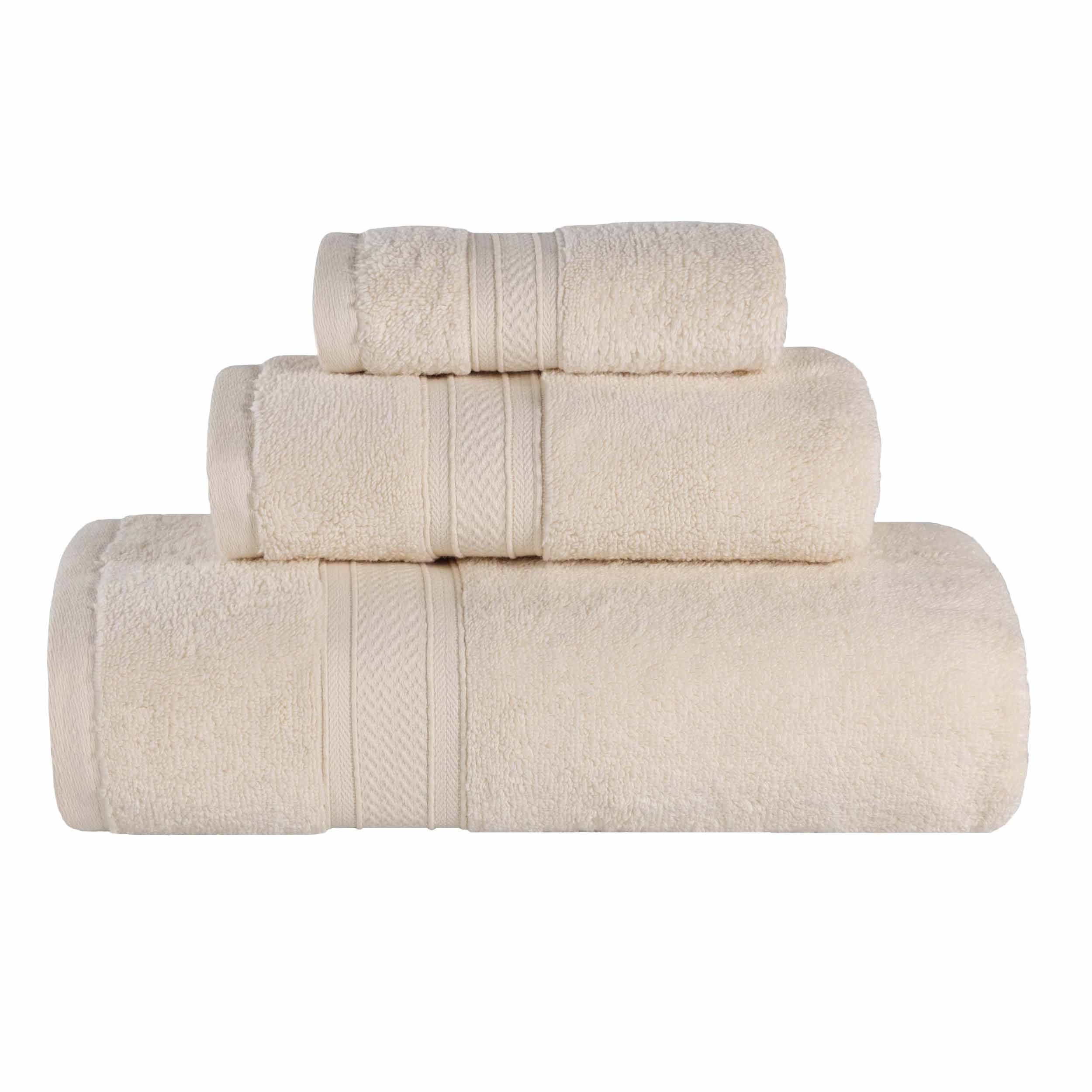 Chevron Zero Twist Solid Soft Absorbent Cotton 3 Piece Towel Set - Towel Set by Superior Brand