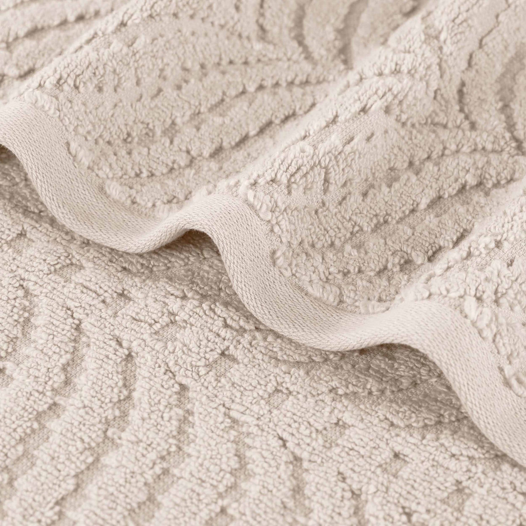 Chevron Zero Twist Cotton Solid and Jacquard Hand Towel - Ivory