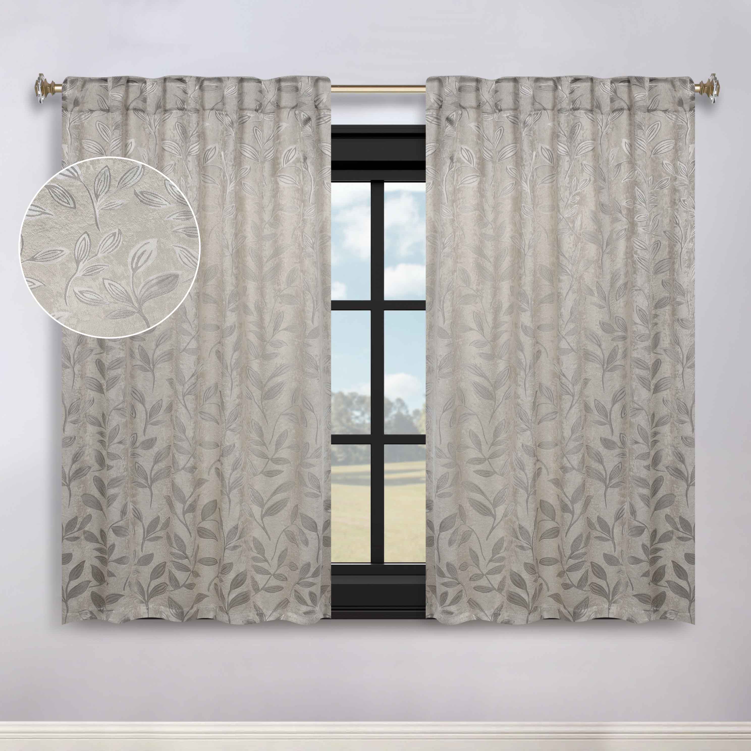 Leaves Room Darkening Back Tabs Blackout Curtain Panels, Set of 2 - Blackout Curtains by Superior Brand