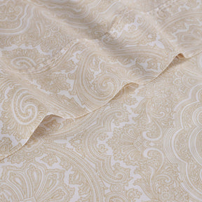 Italian Paisley 600 Thread Count Cotton Blend Deep Pocket Sheet Set - Ivory