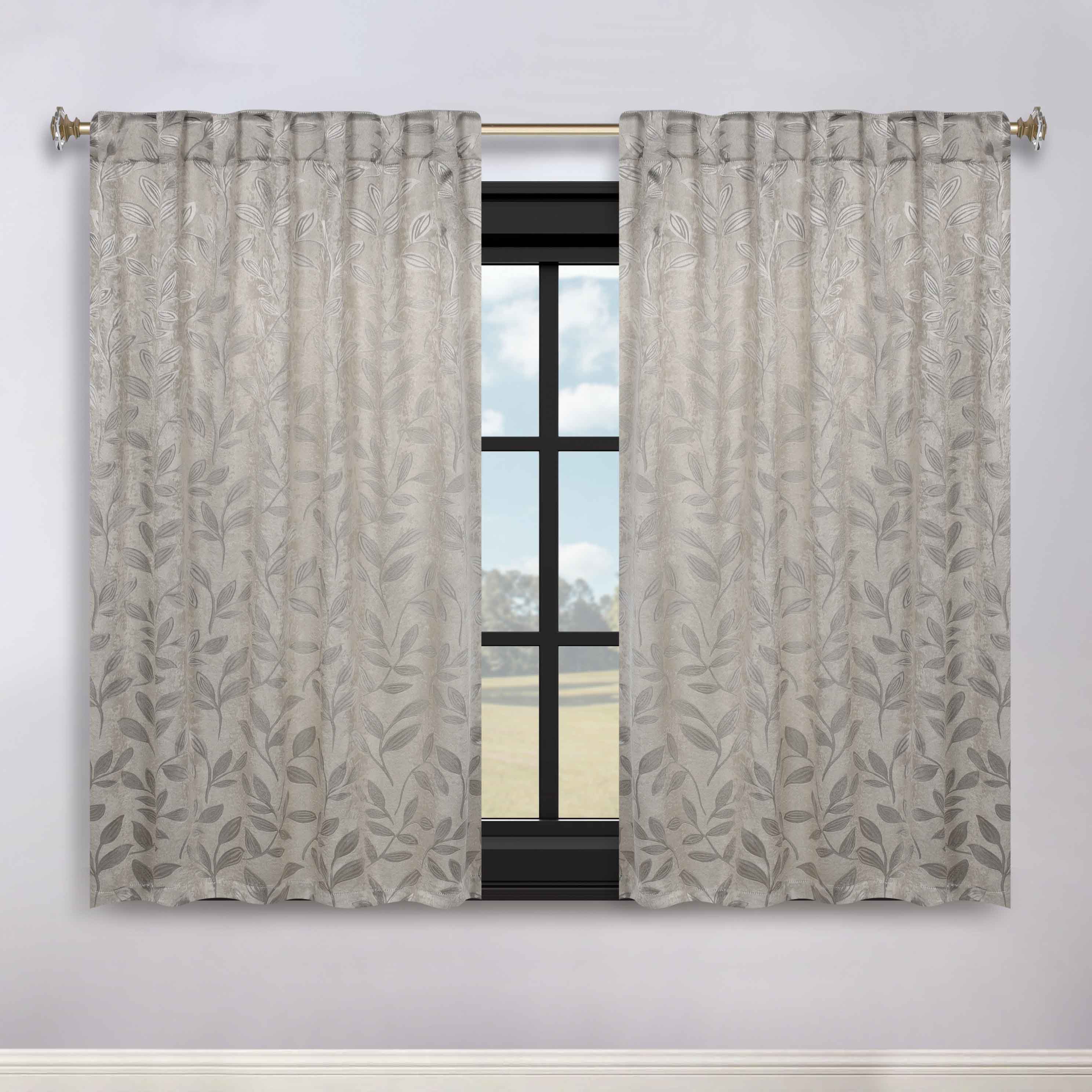 Leaves Room Darkening Back Tabs Blackout Curtain Panels, Set of 2 - Blackout Curtains by Superior