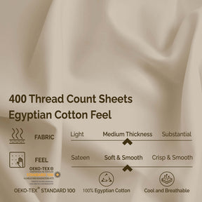 Superior 400 Thread Count Solid 100% Egyptian Cotton Deep Pocket Sheet Set - Ivory