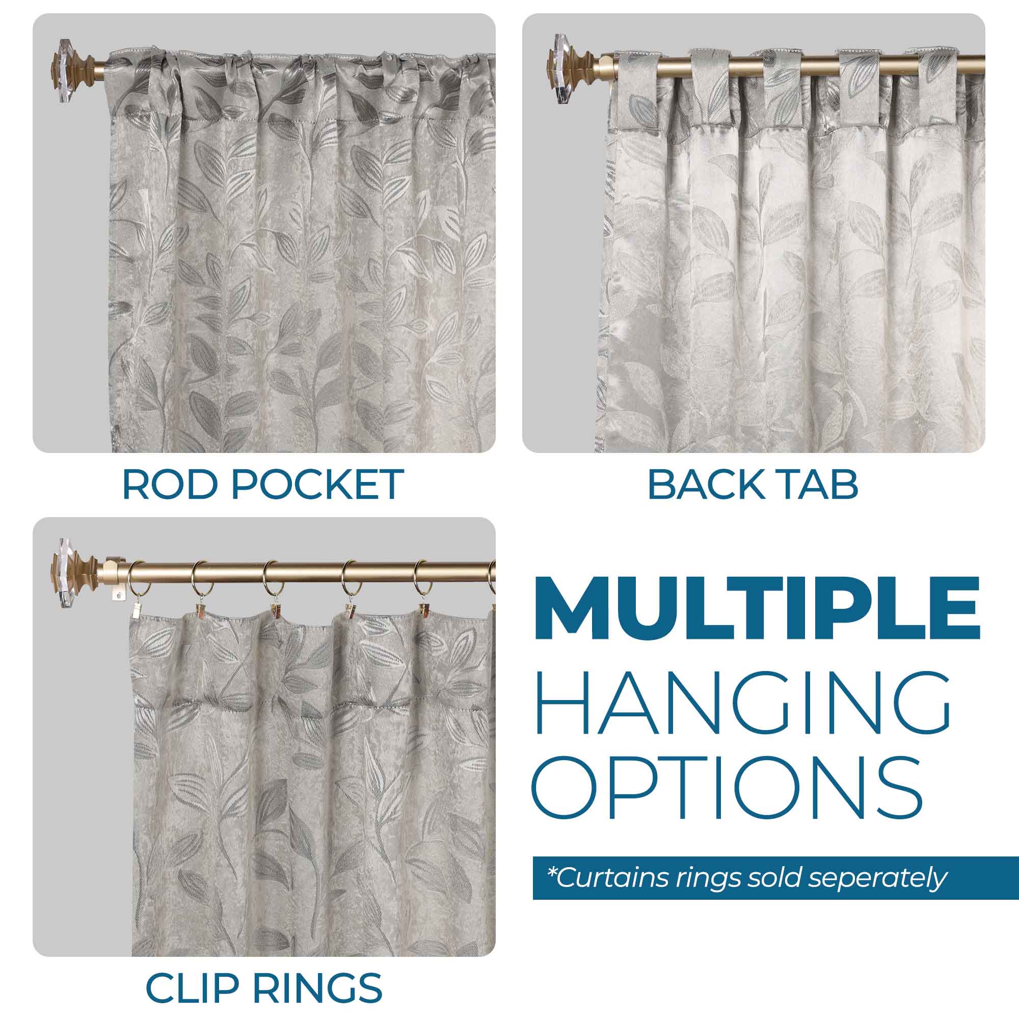 Leaves Room Darkening Back Tabs Blackout Curtain Panels, Set of 2 - Blackout Curtains by Superior