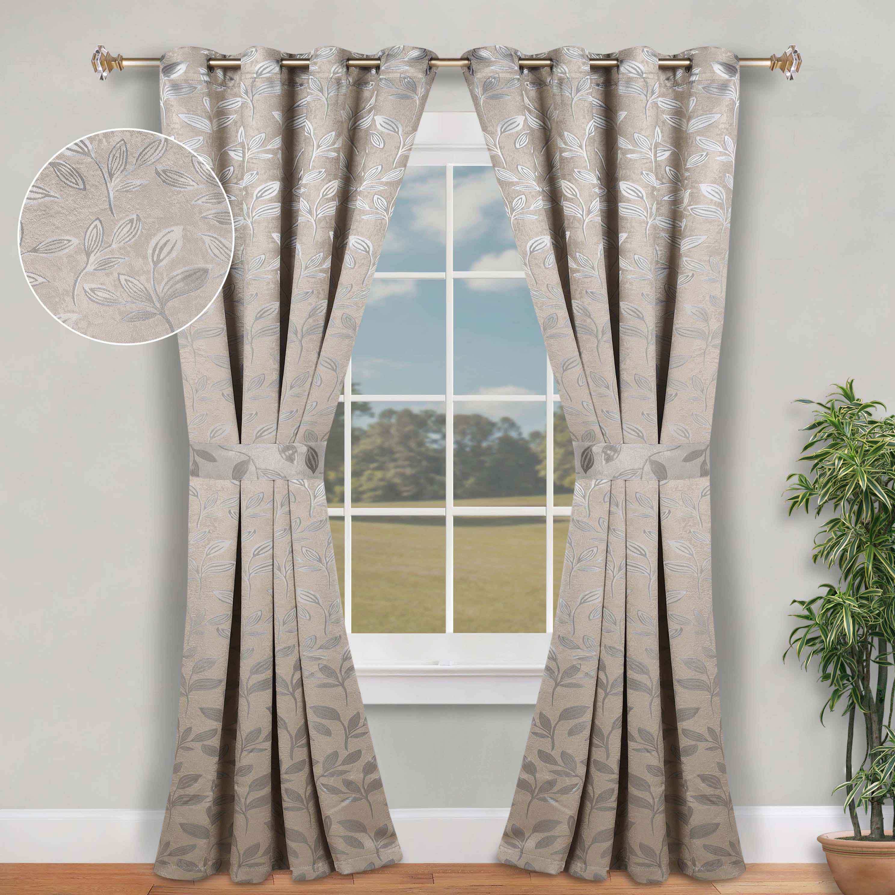 Leaves Room Darkening Washable Blackout Curtain Panels, Set of 2 - Blackout Curtains by Superior