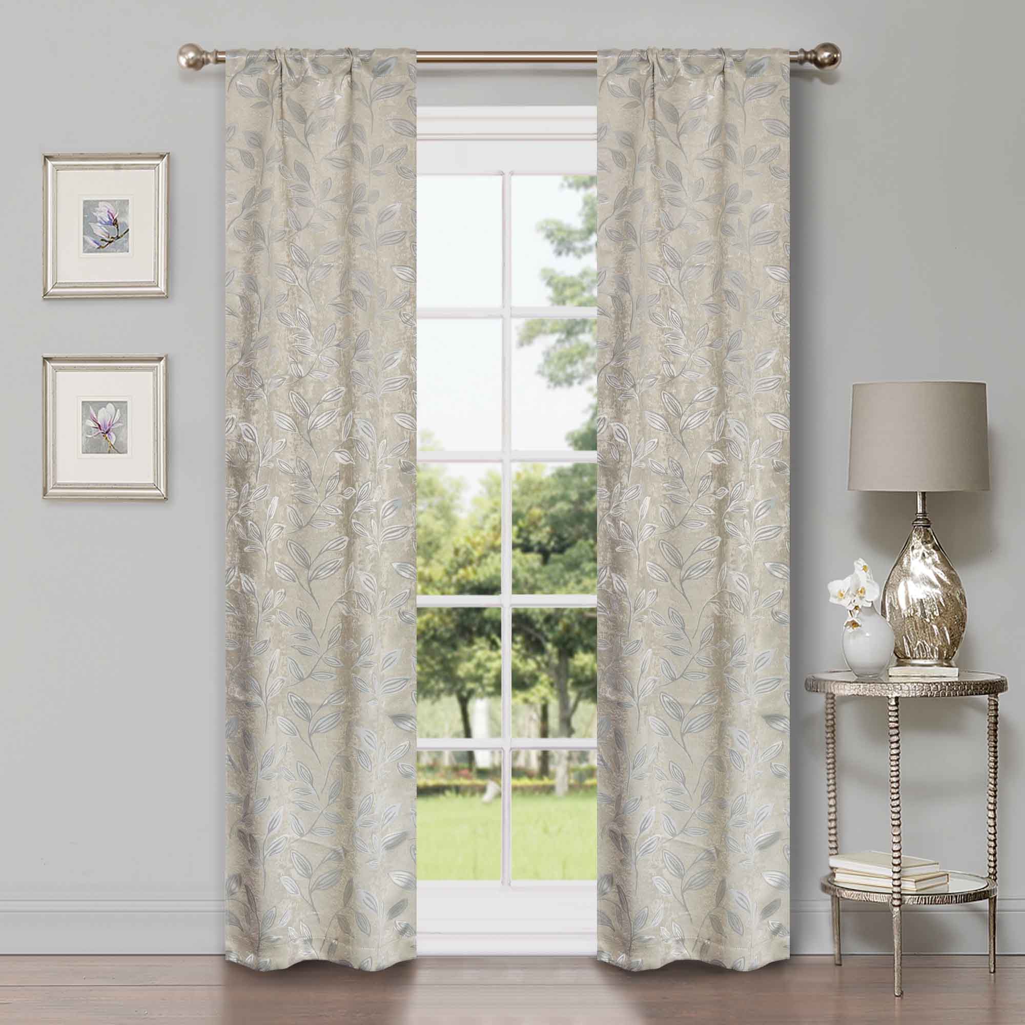 Leaves Room Darkening Washable Blackout Curtain Panels, Set of 2 - Blackout Curtains by Superior