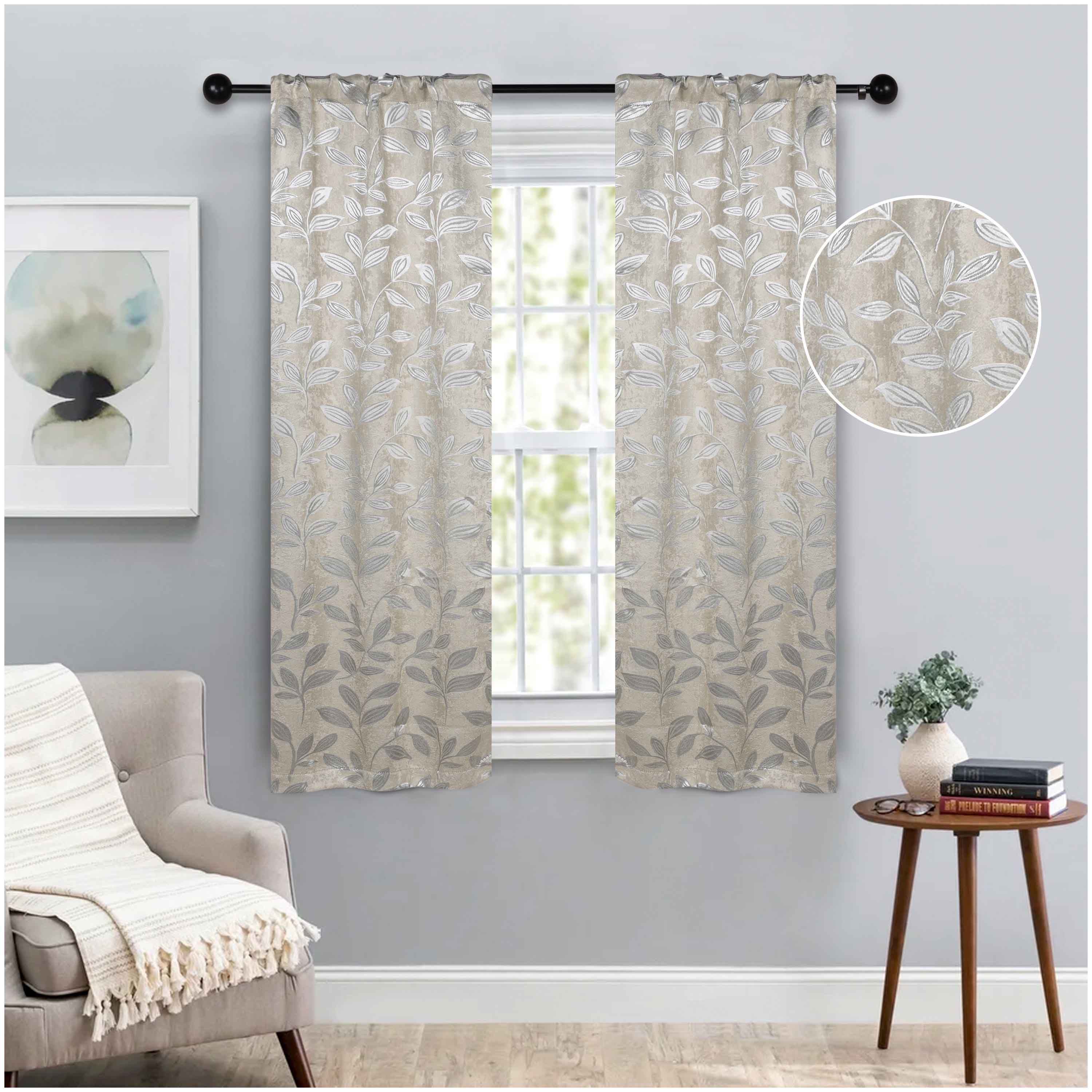 Leaves Room Darkening Washable Blackout Curtain Panels, Set of 2 - Blackout Curtains by Superior