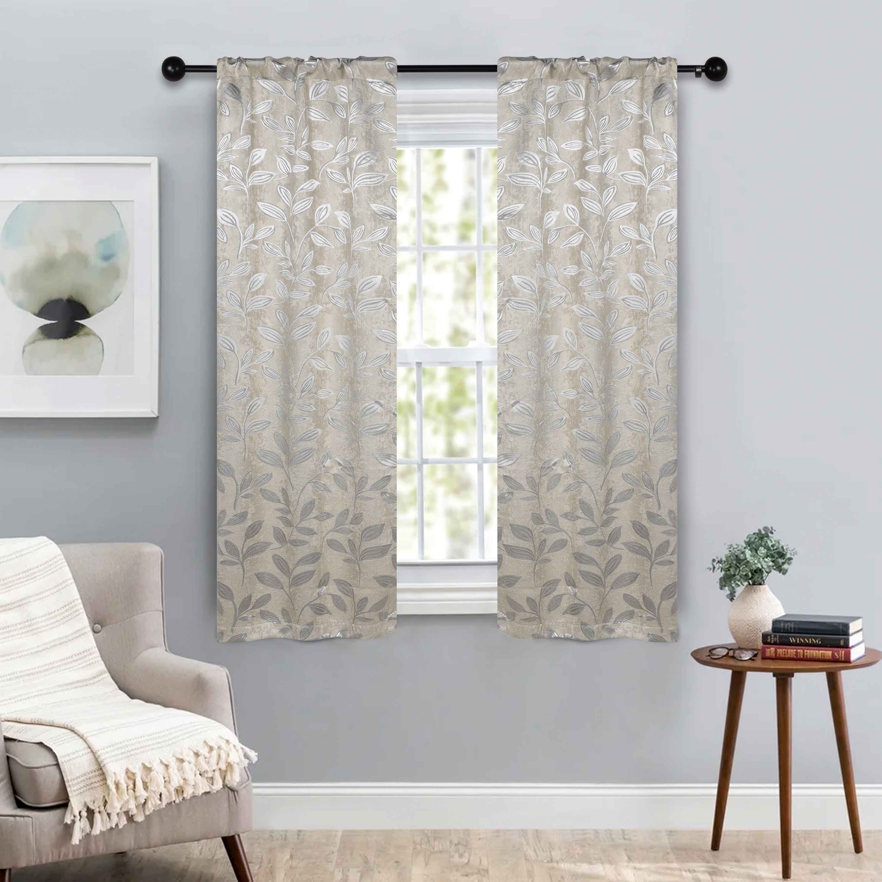 Leaves Room Darkening Washable Blackout Curtain Panels, Set of 2 - Blackout Curtains by Superior