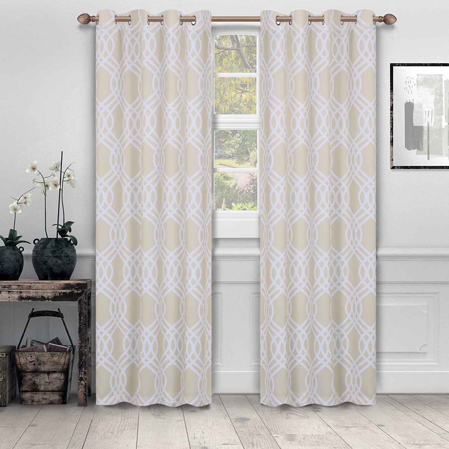 Ribbon Trellis Washable Room Darkening Blackout Curtains, Set of 2 - Blackout Curtains by Superior
