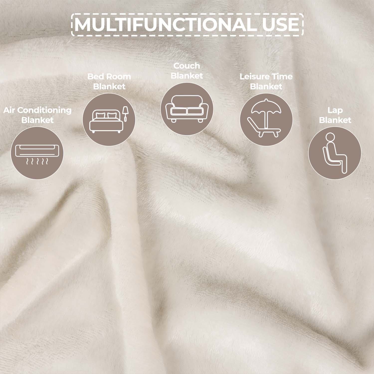 Fleece Plush Medium Weight Fluffy Soft Decorative Blanket Or Throw - Ivory