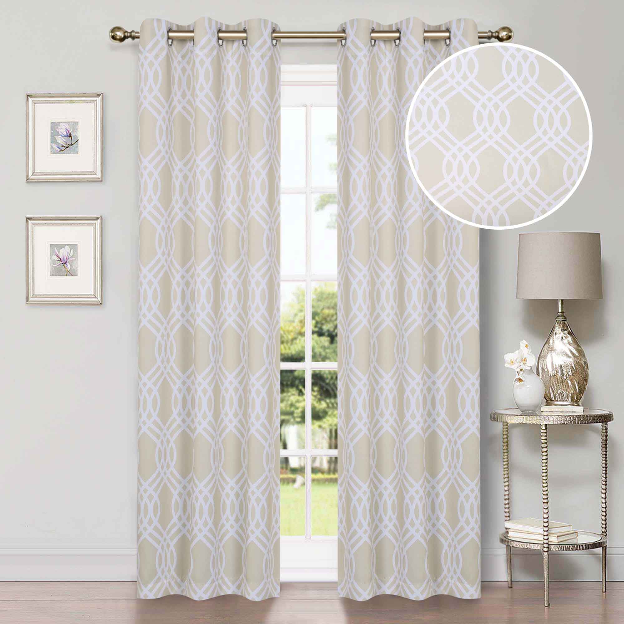 Ribbon Trellis Washable Room Darkening Blackout Curtains, Set of 2 - Blackout Curtains by Superior Brand