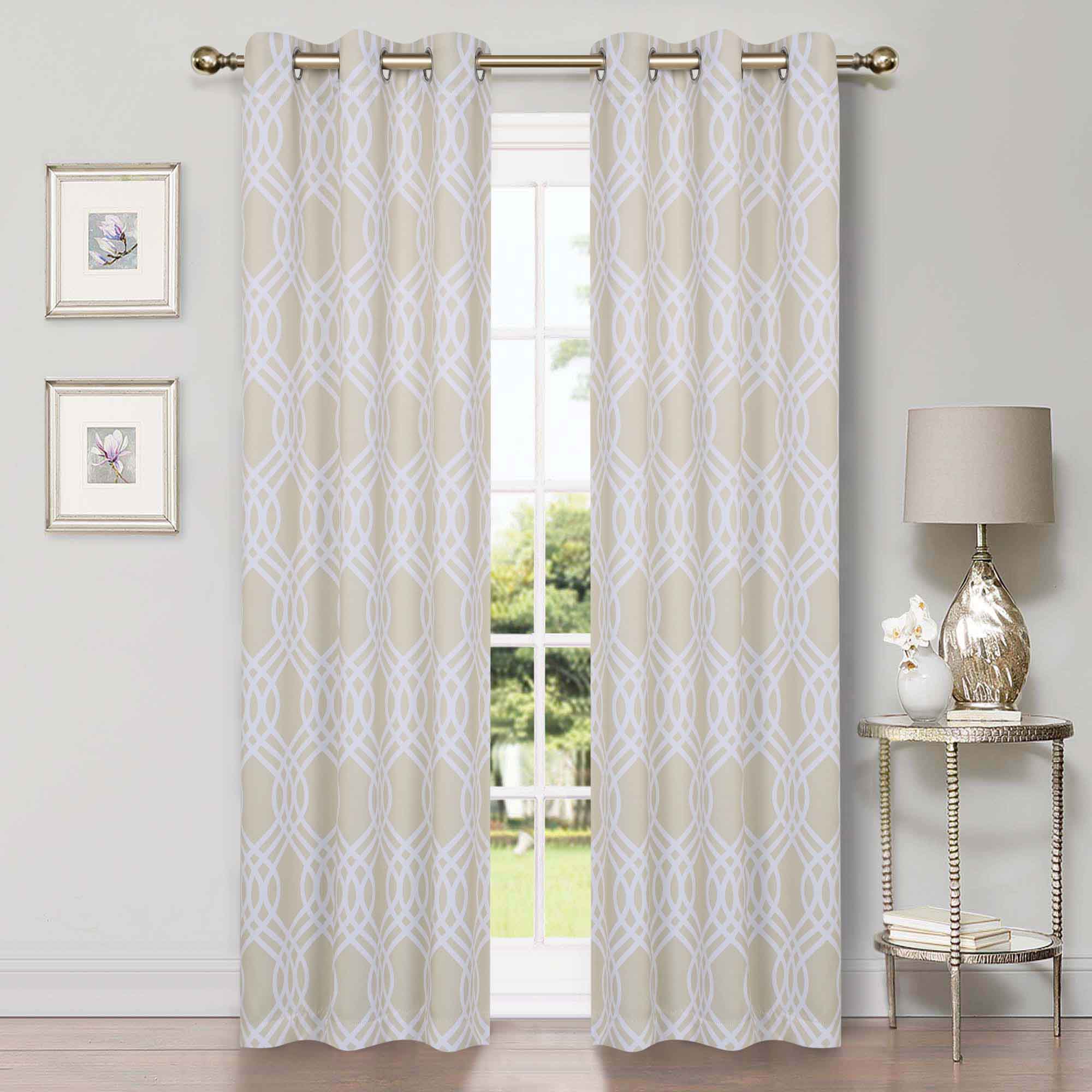 Ribbon Trellis Washable Room Darkening Blackout Curtains, Set of 2 - Blackout Curtains by Superior