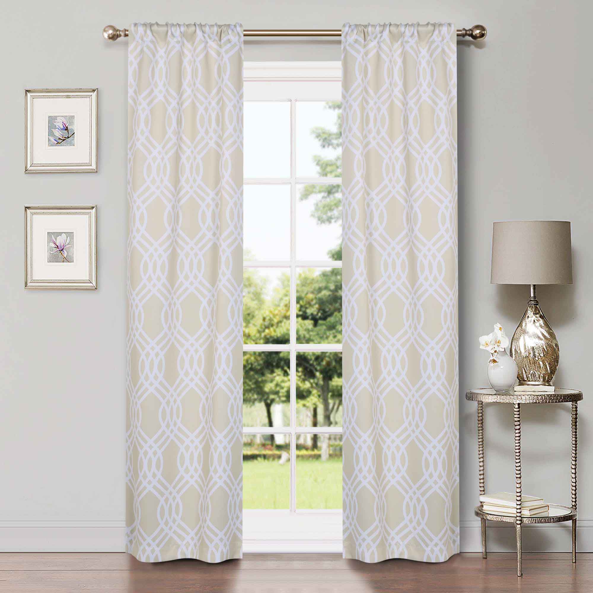 Ribbon Trellis Washable Room Darkening Blackout Curtains, Set of 2 - Blackout Curtains by Superior