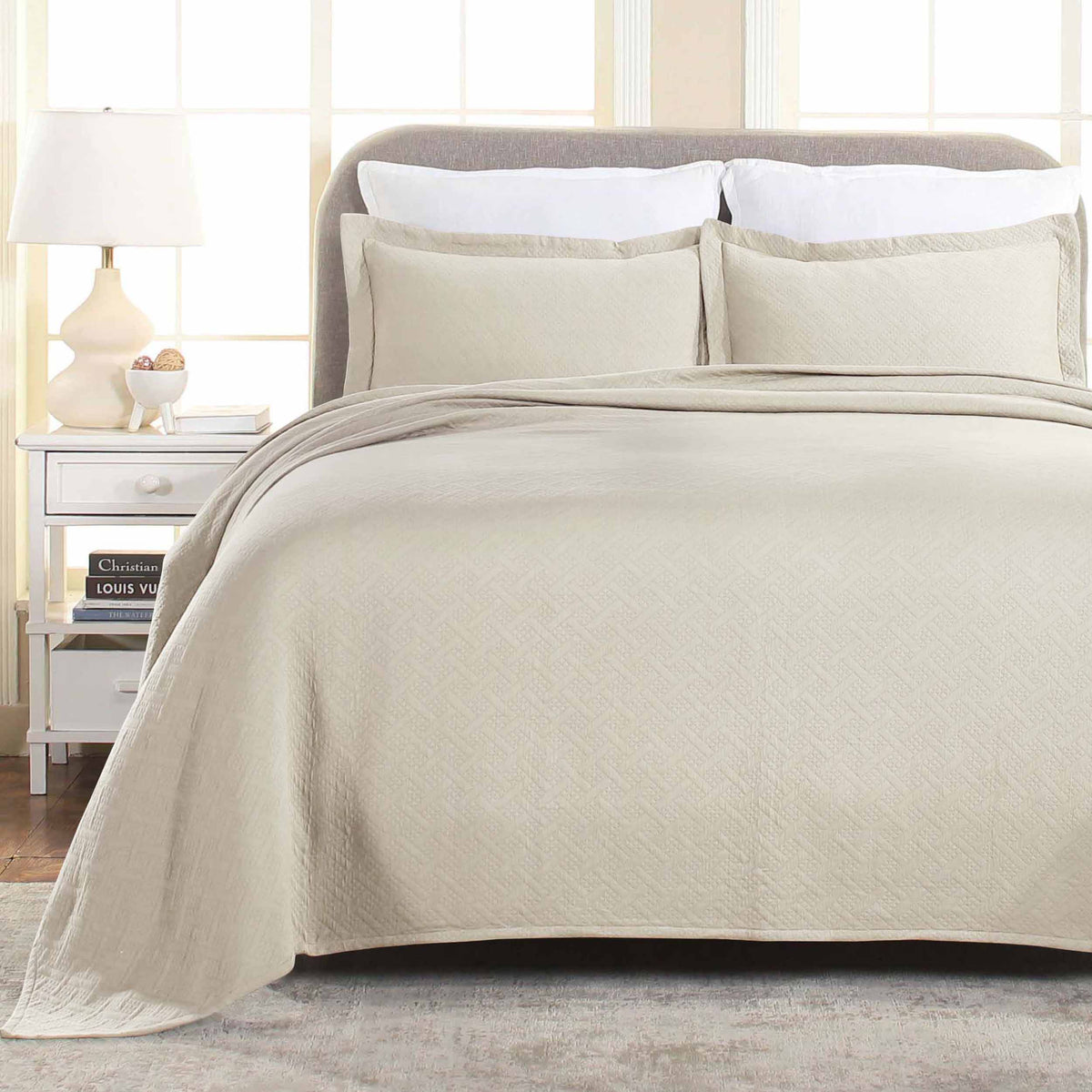 Basket Weave Matelasse Cotton Bedspread Set