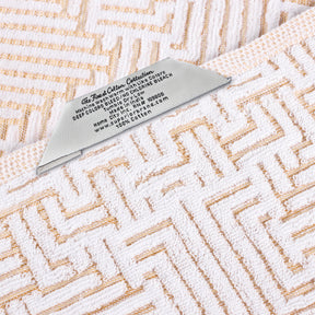 Cotton Modern Geometric Jacquard Plush Bath Sheet Set of 2 - Gold