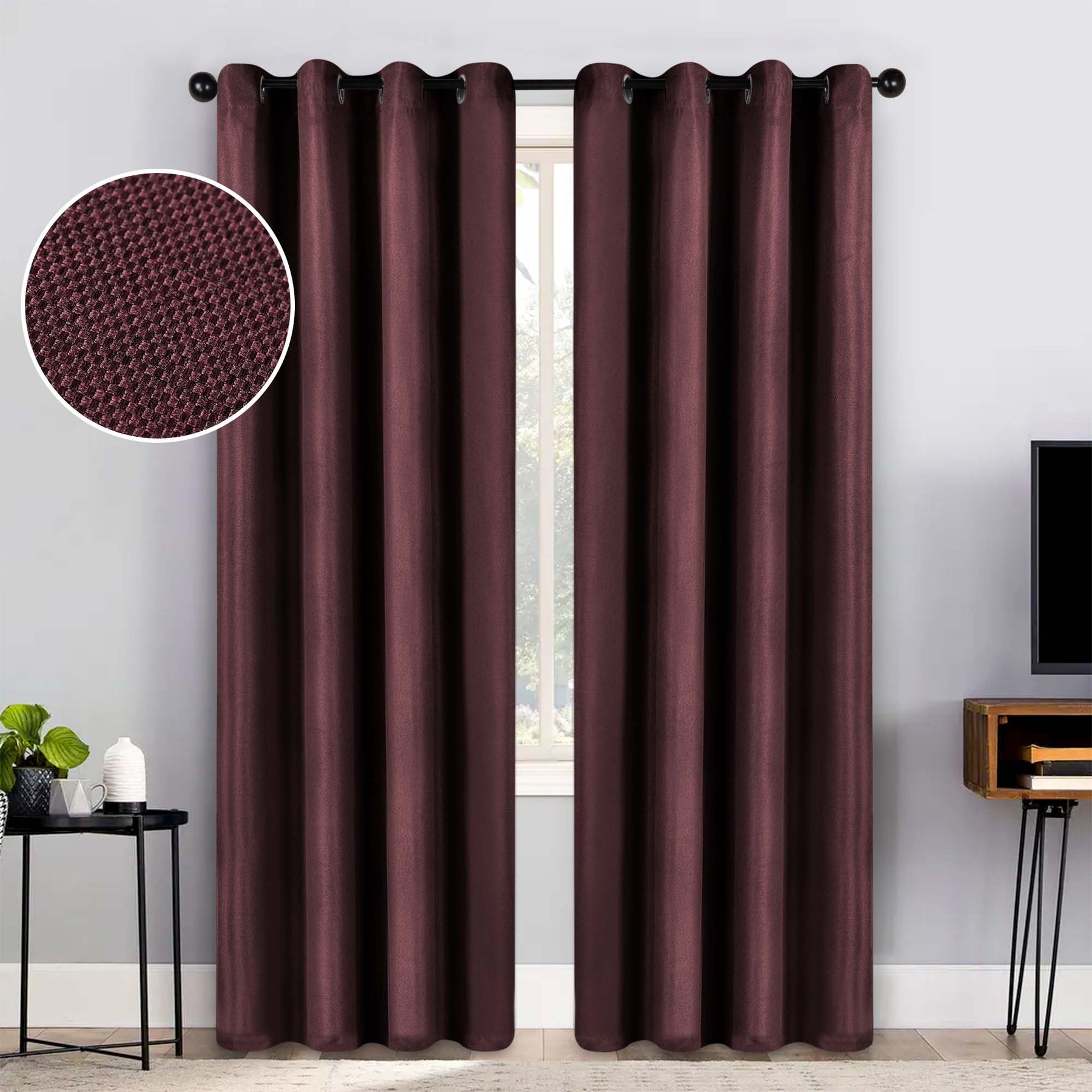 Jaxon Textured Blackout Curtain Set of 2 Panels - Mulberry