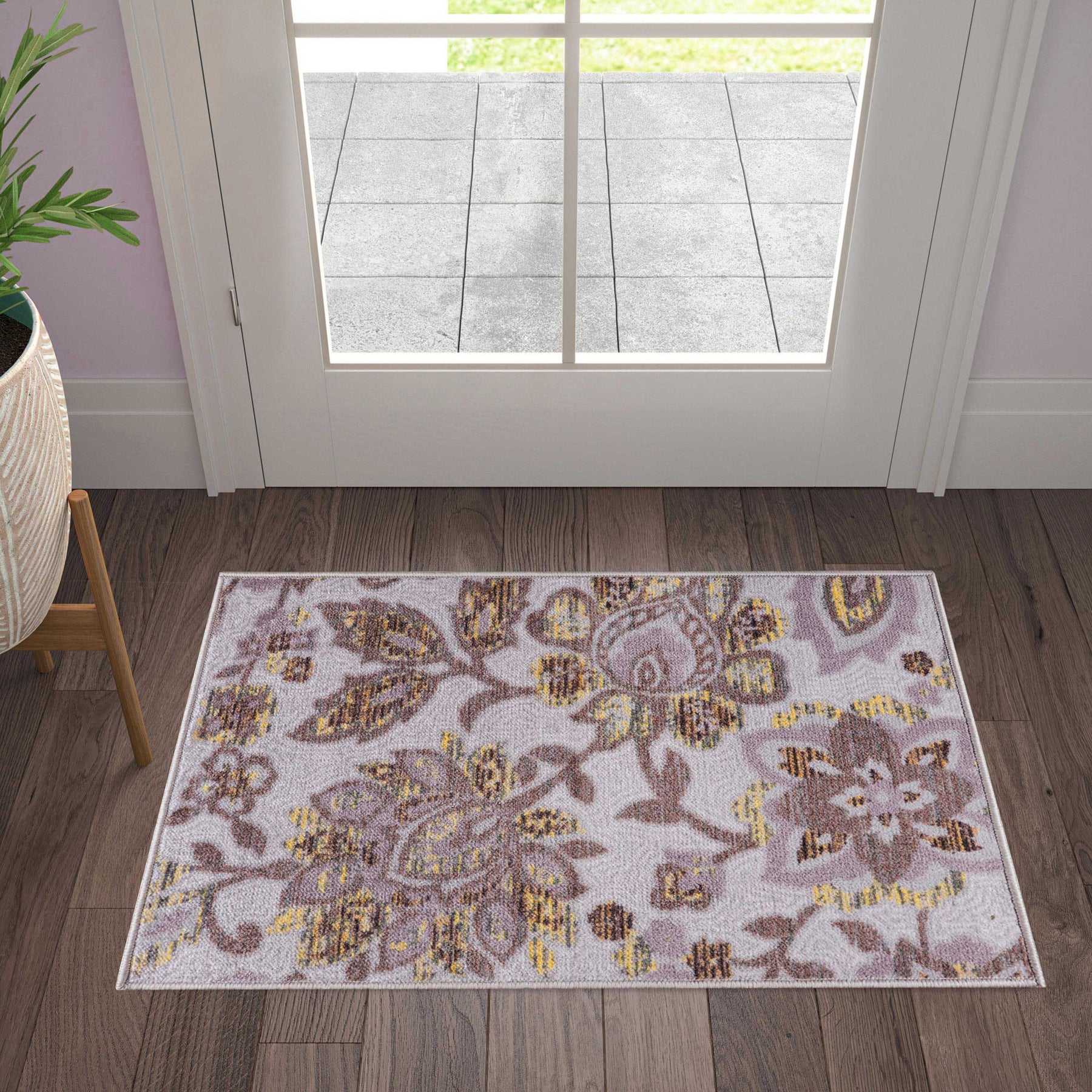 Superior Jezabel Traditional Floral Non-Slip Indoor Washable Area Rug - LIlac/Grey