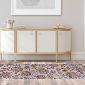 Superior Jezabel Traditional Floral Non-Slip Indoor Washable Area Rug- Lilac/Grey