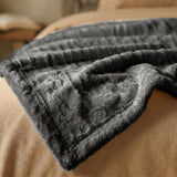 Kacey Ribbed Fluffy Fleece Blanket - Plush Striped Textured Throw