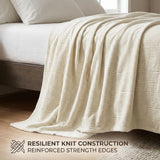Kacey Ribbed Fluffy Fleece Blanket - Plush Striped Textured Throw