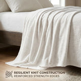 Kacey Ribbed Fluffy Fleece Blanket - Plush Striped Textured Throw