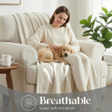 Kacey Ribbed Fluffy Fleece Blanket - Plush Striped Textured Throw